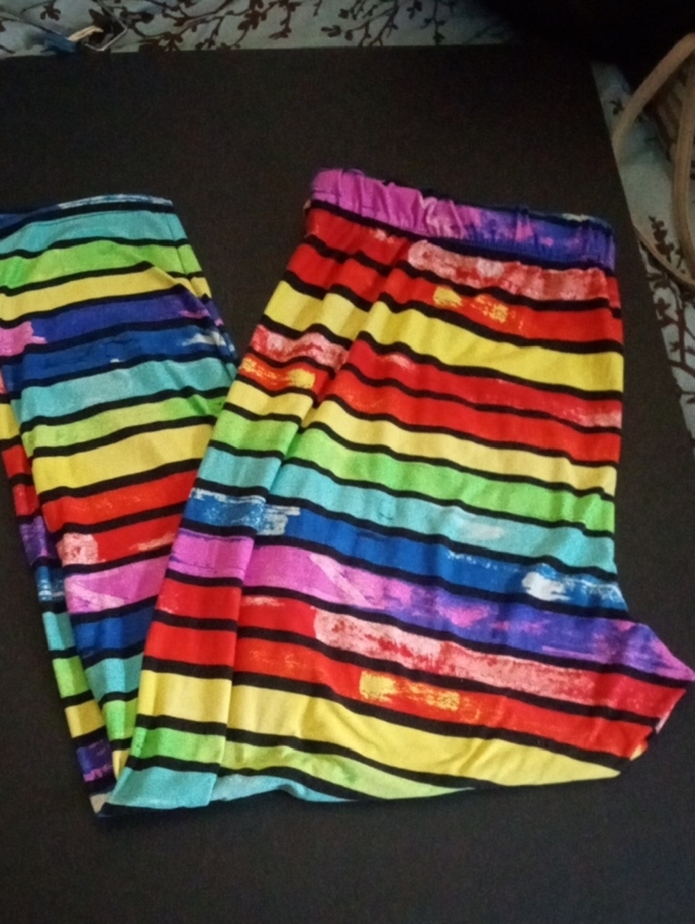 Rouge Collection Rainbow Striped Leggings Plus Size 4X Festival Pride